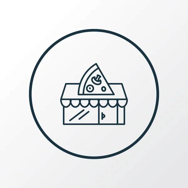 Πιτσαρία εικονίδιο γραμμή σύμβολο. Πριμοδότηση ποιότητας απομονωμένες πίτσα κατάστημα στοιχείο σε μοντέρνο στυλ. — Διανυσματικό Αρχείο