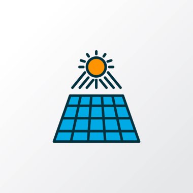 Güneş paneli simgesi renkli çizgi sembolü. Kaliteli kalite izole güneş enerjisi elementi modada.