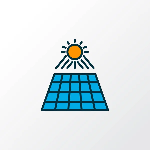 太陽のパネルアイコンの色の線のシンボル。トレンディーなスタイルのプレミアム品質絶縁太陽光発電要素. — ストックベクタ