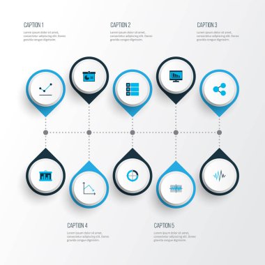Grafikler, diyagramlar ve istatistik simgeleri kümesi. Kaliteli sembol koleksiyonu. Simgeler web, uygulama ve UI tasarımı için kullanılabilir.