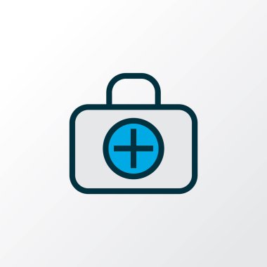 Tıbbi durum simgesi renkli çizgi sembolü. Kaliteli kalite, modaya uygun olarak izole edilmiş ilk yardım çantası ögesi.