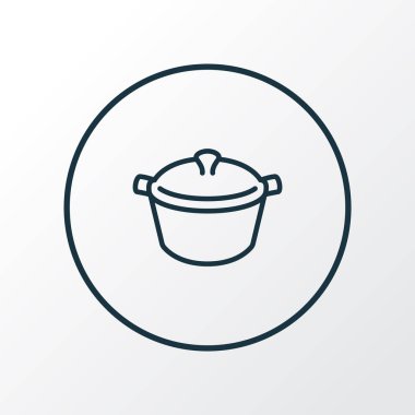 Pot simgesi satır sembolü. Premium kalite izole tencere öğe trendy tarzı.