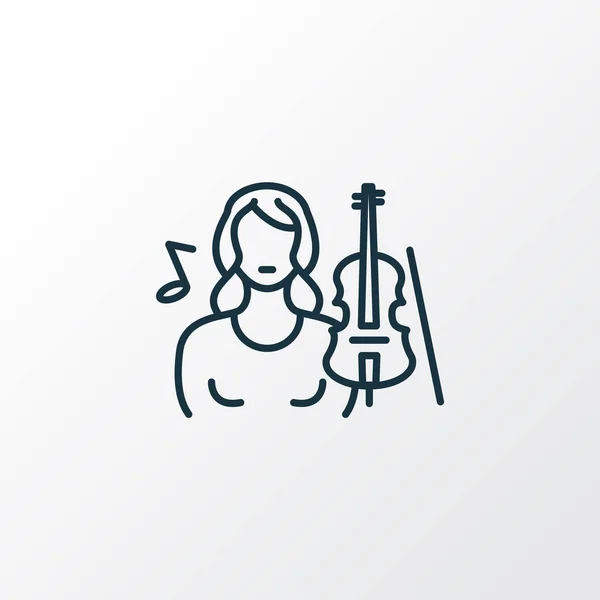 Symbol ikony kobiety-muzyka. Wysokiej jakości izolowany element skrzypcowy w modnym stylu. — Zdjęcie stockowe