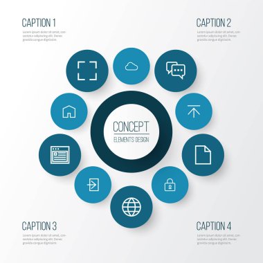 Kullanıcı simgeleri satır biçimi, not, indirme, dünya ve diğer ev ögeleri ile ayarlandı. İzole edilmiş illüstrasyon kullanıcı simgeleri.
