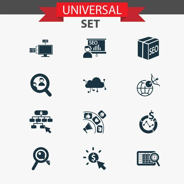 Finance icons set with web hosting, social media promotion, pay per click and other network elements. Isolated illustration finance icons. — 스톡 사진