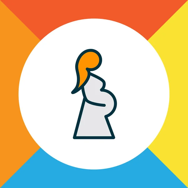 妊娠中の女性のアイコン色の線記号です。トレンディなスタイルのプレミアム品質分離妊娠要素. — ストック写真