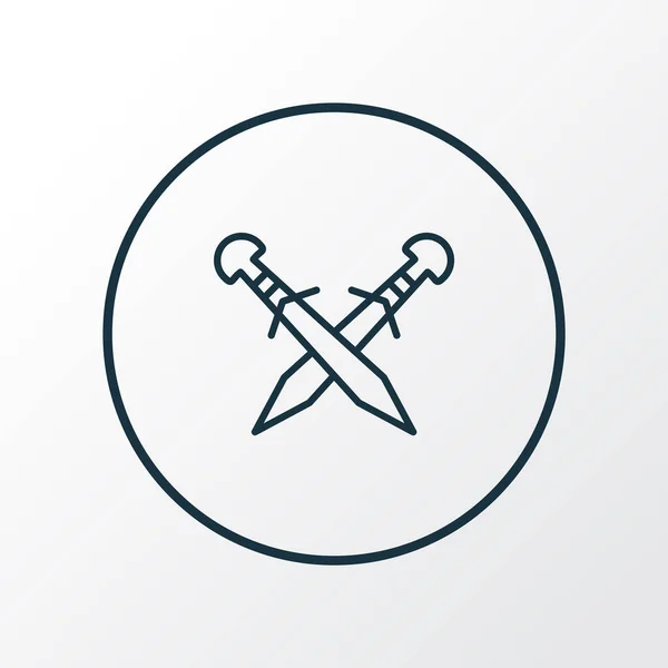 Épées croisées icône ligne symbole. Élément de lame isolé de qualité Premium dans un style tendance . — Image vectorielle