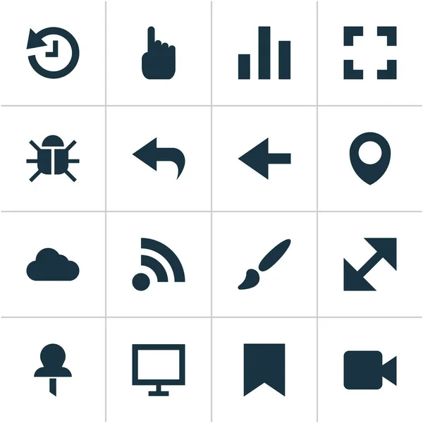 Interface pictogrammen ingesteld met video, pin, cloud en andere veranderingselementen. Geïsoleerde vector illustratie interface pictogrammen. — Stockvector