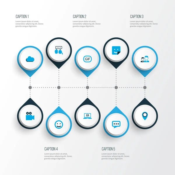 Internet icons colored set with dialogue, mates, overcast and other smile elements. Isolated illustration internet icons. — 스톡 사진