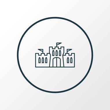 Kale simgesi satır sembolü. Premium kalite izole Ortaçağ kule öğe trendy tarzı.