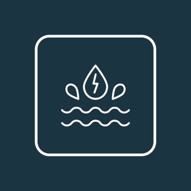 Su enerjisi ikon hattı sembolü. Premium kalite izole edilmiş hidroelektrik element modada.
