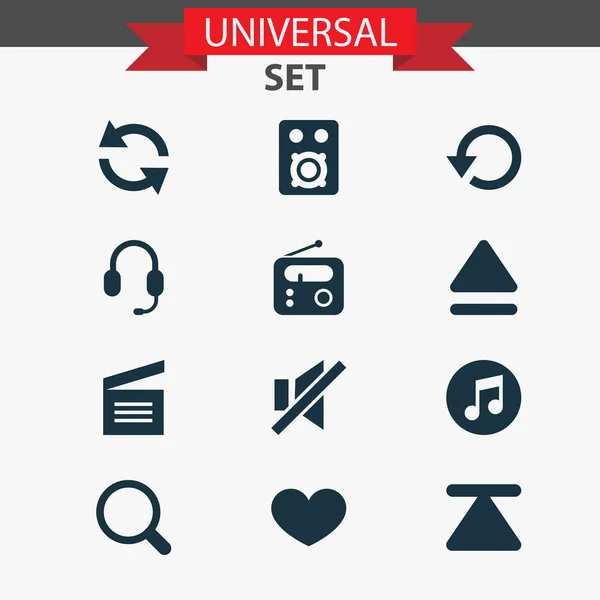 Media icons set with replay, earphone, quarter and other tuner elements. Isolated illustration media icons.