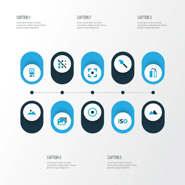 Image icons colored set with circle, iso, center focus and other dartboard elements. Isolated vector illustration image icons. — 图库矢量图片