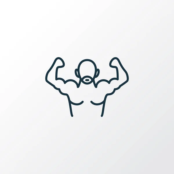 Bodybuilder 아이콘 라인 심볼. 유행하는 스타일의 특질 고립 된 건강 요소. — 스톡 사진