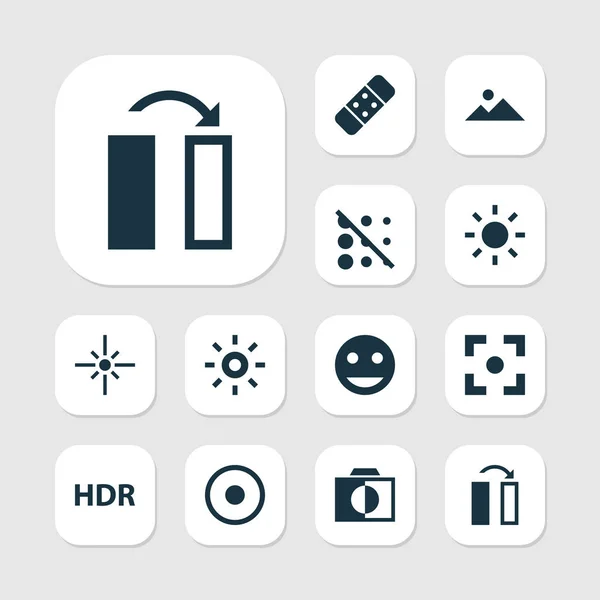 Image icons set with flare, hdr, healing and other turn elements. Isolated illustration image icons.