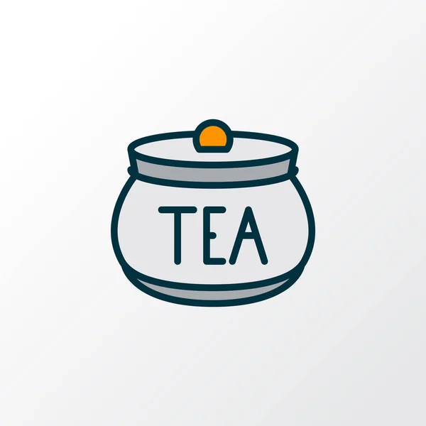 Çay kabı simgesi renkli çizgi sembolü. Moda tarzında birinci kalite izole kavanoz ögesi. — Stok fotoğraf