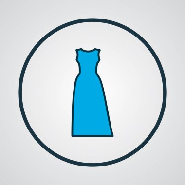 Maxi elbise ikonu renkli çizgi sembolü. Moda tarzında birinci kalite münzevi gece giyimi öğesi.