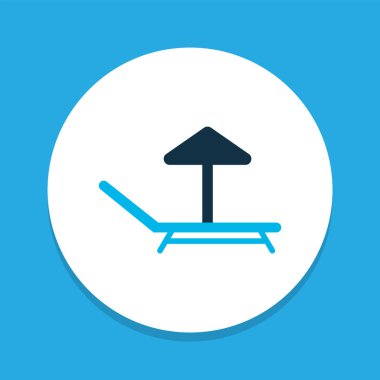 Lounger simgesi renkli sembol. Kaliteli kalite izole güneş yatağı ögesi modada.