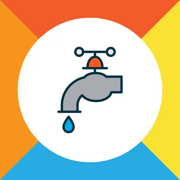 Icono de grúa de agua símbolo de línea de color. Elemento de grifo aislado de calidad premium en estilo moderno . — Archivo Imágenes Vectoriales