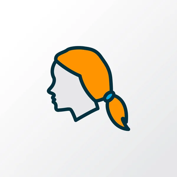 Icono de cabeza de mujer símbolo de línea de color. Elemento femenino aislado de primera calidad en estilo moderno . — Vector de stock