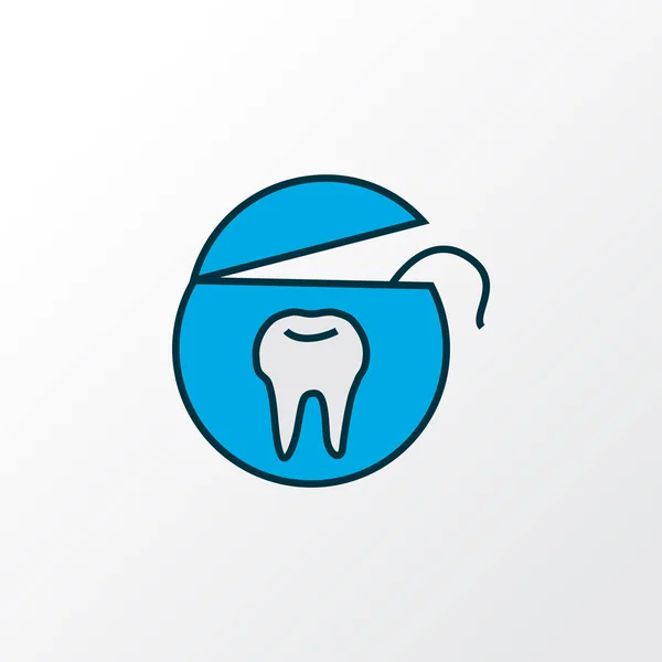 Icono de hilo dental símbolo de línea de color. Elemento de cuerda dental aislado de primera calidad en estilo moderno . — Vector de stock