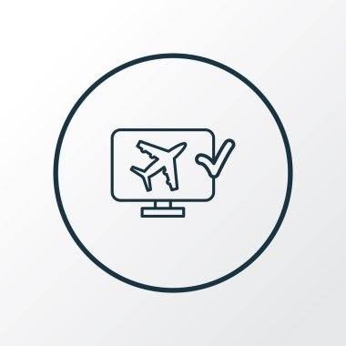 Online check-in simgesi. Moda tarzında birinci kalite izole izleme ögesi.