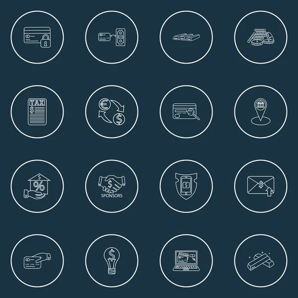 Financial icons line style set with credit card, bank location, email transfer and other change money elements. Isolated illustration financial icons. — Stock Photo, Image