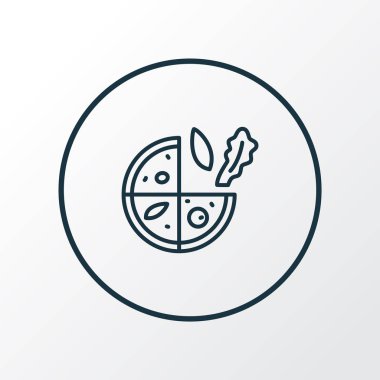 Vejetaryen pizza simgesi satır sembolü. Premium kalite izole pizzacı öğe trendy tarzı.