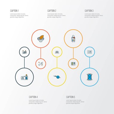 Seyahat simgeleri uçak otoyolu, ruhsatlı yolcu, vergisiz seyahat ve diğer uluslararası havacılık unsurları ile belirlendi. İzole vektör illüstrasyon seyahat simgeleri.