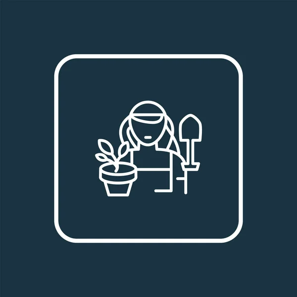 Kertész nő ikon vonal szimbólum. Prémium minőségű elszigetelt mezőgazdasági elem trendi stílusban. — Stock Fotó