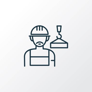 Yapı simgesi çizgi sembolü. Kaliteli kalite izole edilmiş işgücü ögesi modada.