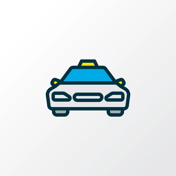 택시 아이콘 색 라인 심볼. 유행하는 스타일의 특질 고립된 택시 부품. — 스톡 사진