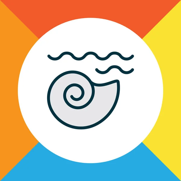 Seashell icon colored line symbol. Premium quality isolated mollusk element in trendy style. — 图库照片