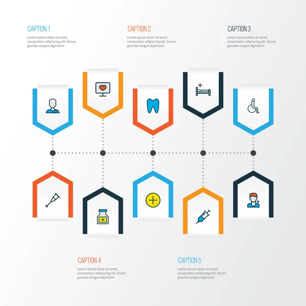 Antibiotic icons colored line set with enamel, stick, medical sign and other tooth elements. Isolated illustration antibiotic icons. — Stock Photo, Image