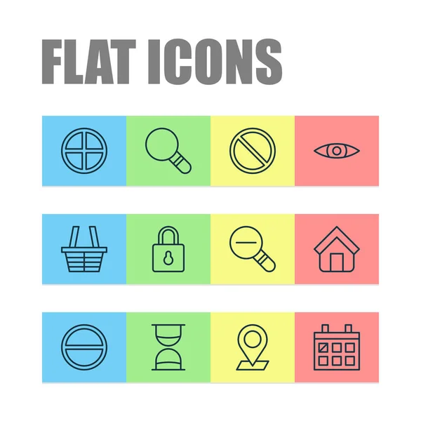 Internet-Symbole mit Plus, Vorhängeschloss, Tauschkorb und anderen Abfallelementen. Isolierte Illustration Internet-Ikonen. — Stockfoto