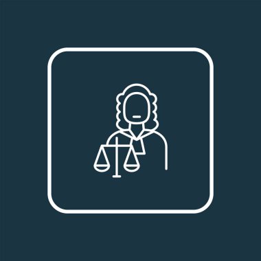 Yargıç ikon sembolü. Kaliteli kalite, modaya uygun adalet unsuru.