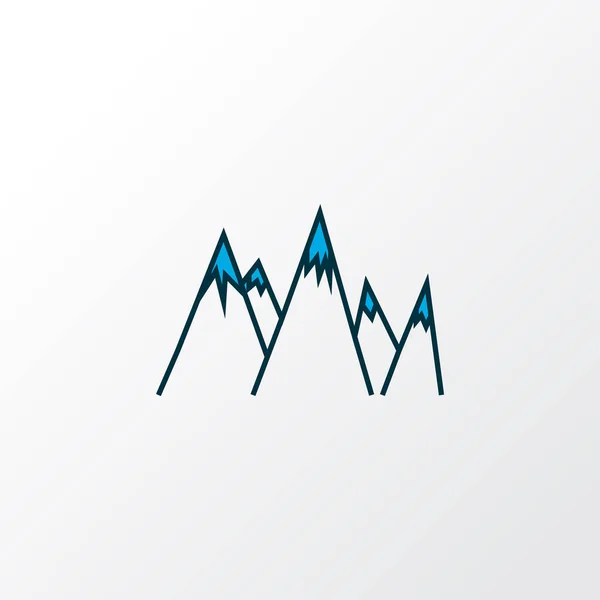Montañas icono símbolo de línea de color. Elemento de pico aislado de calidad premium en estilo moderno. — Vector de stock