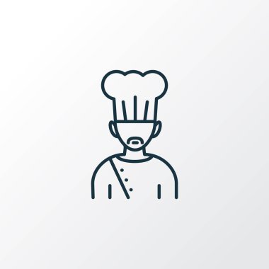 Yemek ikonu çizgisi sembolü. Moda tarzında birinci kalite izole şef unsuru.