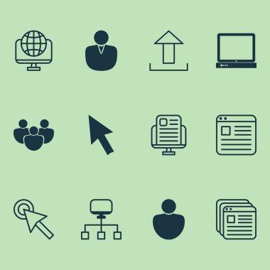 Bağlantı simgeleri sekmeler, grup, masaüstü bilgisayarı ve diğer kullanıcı ögeleri ile ayarlandı. İzole vektör illüstrasyon bağlantı simgeleri.