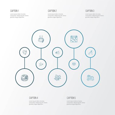 Festival ikonları, hediye teslimatı, hediyeler, şampanya ve diğer gazlı içeceklerle ayarlandı. İzole vektör illüstrasyon festivali simgeleri.