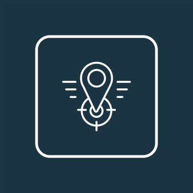 Coğrafi hedefleme simgesi satır sembolü. Premium kalite izole location öğe trendy tarzı.
