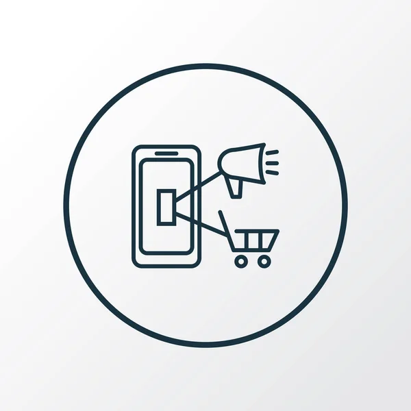 Mobiele marketing pictogram lijn symbool. Premium kwaliteit geïsoleerd ecommerce element in trendy stijl. — Stockvector