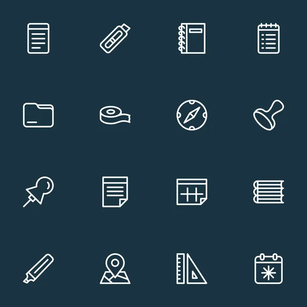 Instrument icons line style set with to do list, κυβερνήτης, χάρτης και άλλα στοιχεία ημερολογίου. Μεμονωμένα εικονίδια οργάνων διανυσματικής απεικόνισης. — Διανυσματικό Αρχείο