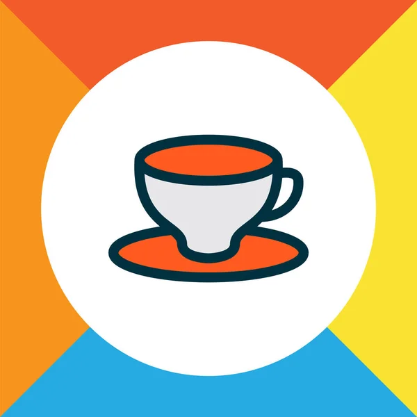 Taza de té icono símbolo de línea de color. Elemento aislado de vidrio de café de primera calidad en estilo moderno . — Vector de stock