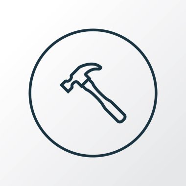 Çekiç simgesi çizgi sembolü. Kaliteli kalite yalıtılmış tamir ögesi modada.