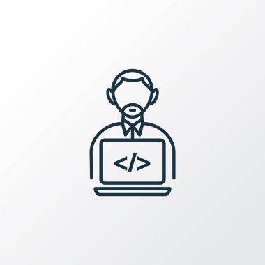 Programcı simgesi çizgi sembolü. Moda tarzında birinci kalite izole geliştirici ögesi.