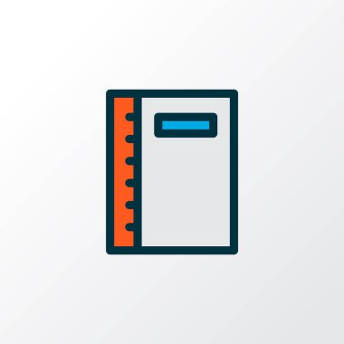 Not defteri simgesi renkli çizgi sembolü. Moda biçiminde birinci kalite izole not defteri ögesi.