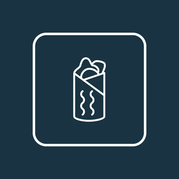Shawarma ikon çizgisi sembolü. Moda tarzında birinci kalite yalıtılmış burrito ögesi. — Stok fotoğraf