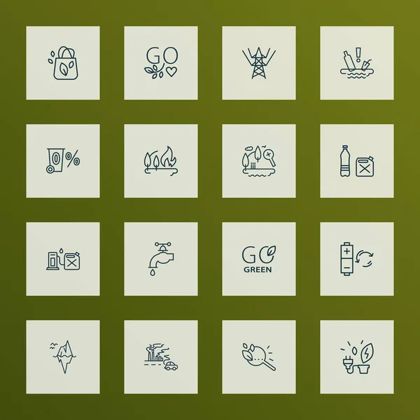 Eco Icons Linie Stil-Set mit erkunden Natur, Eisberg, Öko-Forschung und andere Container-Elemente. Isolierte Vektorillustration Öko-Symbole. — Stockvektor