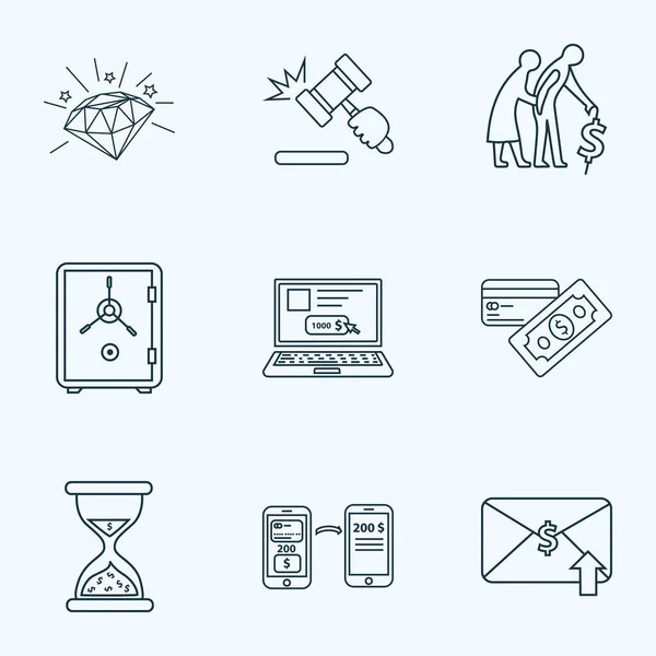 Commerce icons line style set with mobile transfer, email transfer, diamond and other strongbox elements. Isolated illustration commerce icons. — Stock Photo, Image